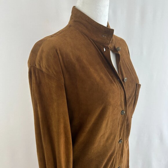 RARE Ralph Lauren Vintage Boho Western Suede Shirt Dress – Size 12 M/L - Picture 7 of 9
